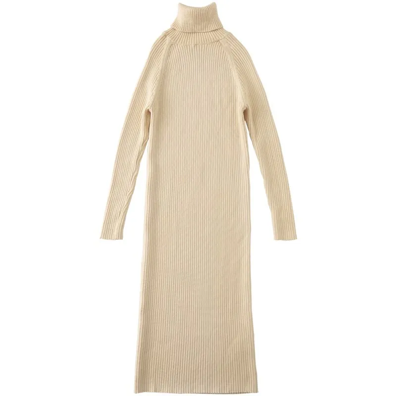 Женский вязаный свитер с длинным рукавом зимний плотный пуловер высоким воротом