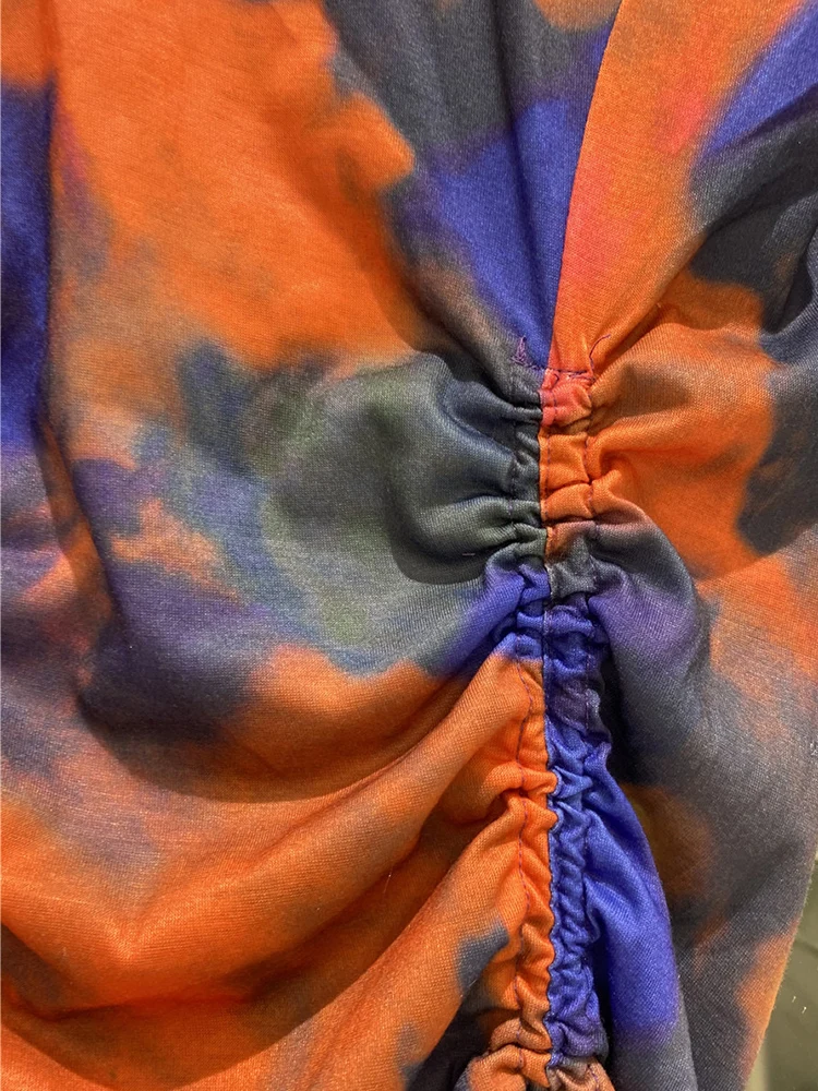 

Flowery little feminine temperament art printing women's casual fashion all-match tie-dye printing temperament printing dress