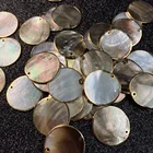 Натуральная зеркальная ракушка, золотистая круглая подвеска в виде ракушки для изготовления сережек сделай сам, декоративный материал-гвоздик, аксессуары, 1 шт.