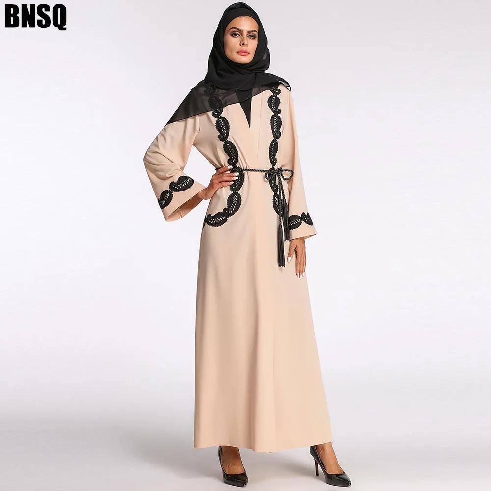 

BNSQ, Средневосточный мусульманский кардиган, халат с кружевной повязкой на голову, кимоно, длинный костюм Рамадан, туника, для взрослых, абай...