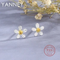 yanney silver color mini daisy stud earrings fashion women girls simple ornaments birthday christmas gifts