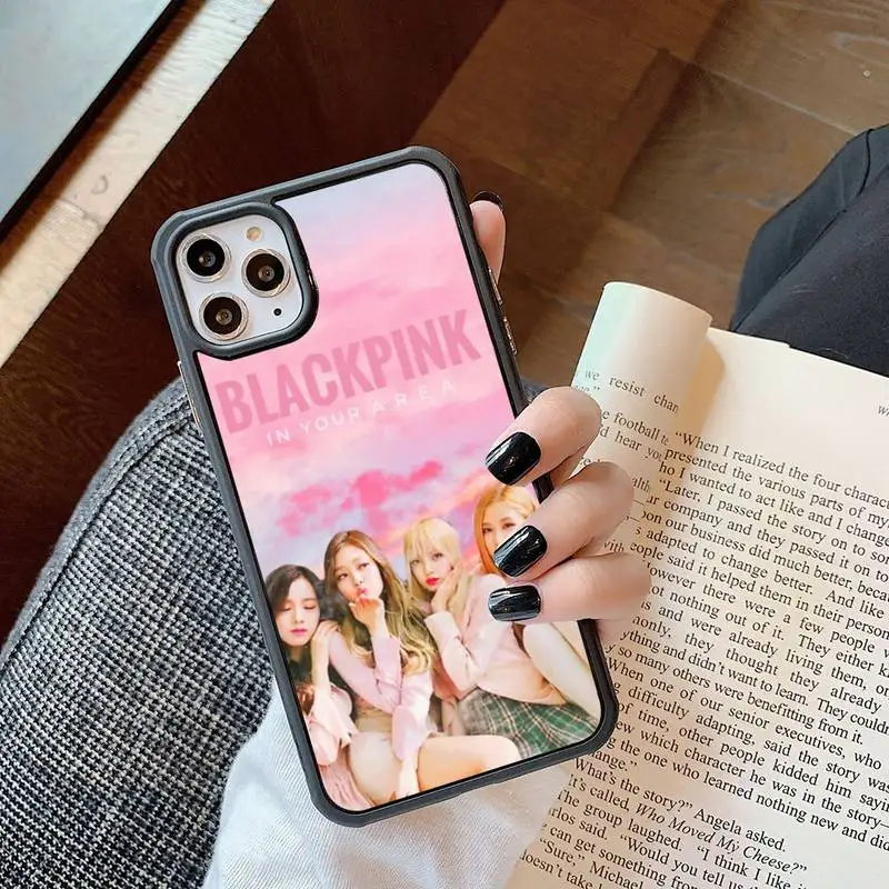 

Black And Pink Phone Case For Iphone 6 6s 7 8 Plus X Xr 11 12 Mini Pro Max PC Cover Fundas Coque