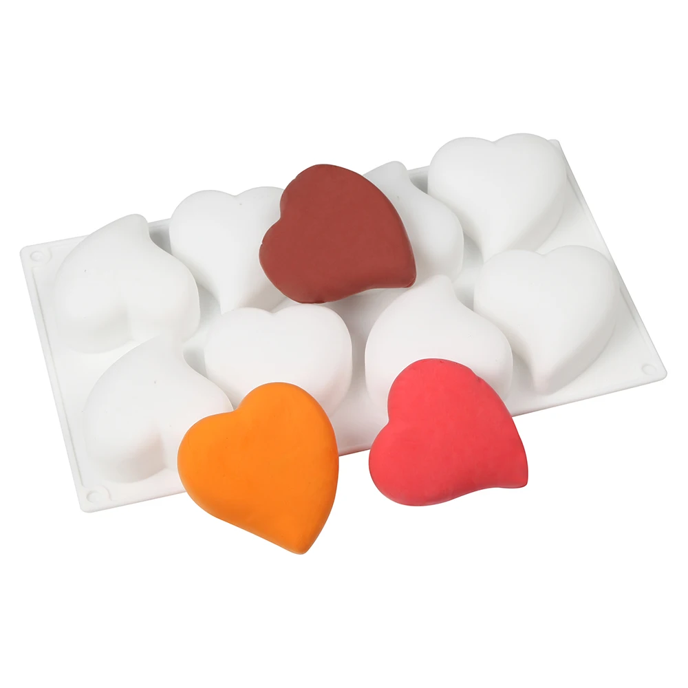 

8 Cavities Silicone Cake Mold Nonstick Heat Resistant Reusable Baking Tools DIY Birthday Christmas Bakeware Heart Mousse Mould