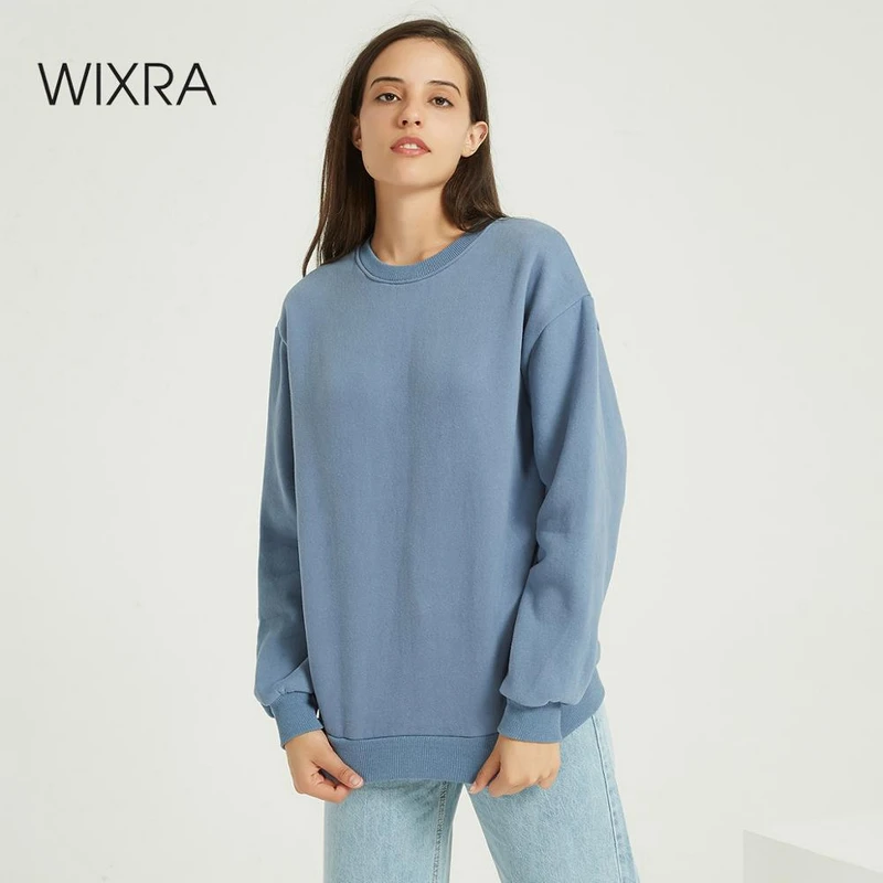 Женские базовые свитшоты Wixra однотонные классические бархатные пуловеры с