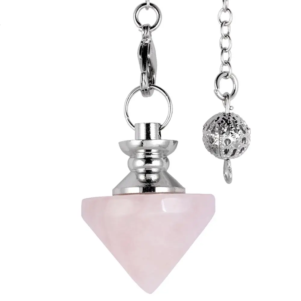 

SUNYIK Natural Crystal Quartz Dowsing Pendulum for Divination,Healing Reiki Chakra Balancing Stone Cone Pointed Pendant Chain