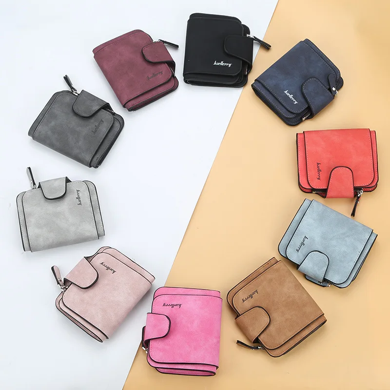 

Baellerry Korean Hot Selling High Quality Women's Wallet Multi Function Multi Position Zipper Short Small Wallet Frosted Wallet