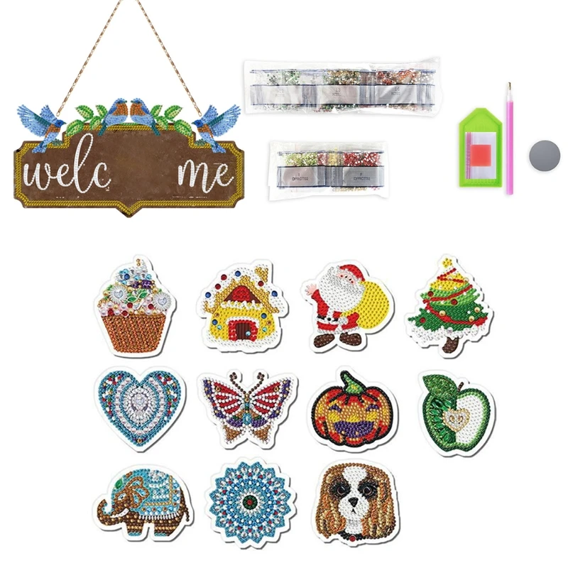 

P82E буквы Птица Листья знак 5D специальная алмазная живопись подвесная бирка магнитная наклейка