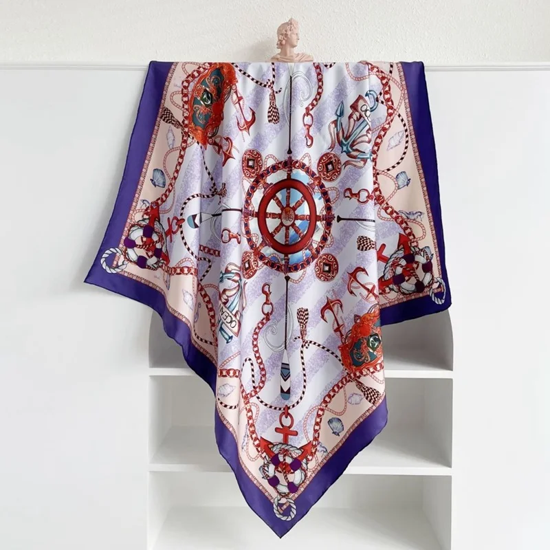 

16mm 100% Real Silk Scarf Shawl Luxury Double Side Prints Women Fashion Silk Neckerchief Necktie Foulard 35"x35"