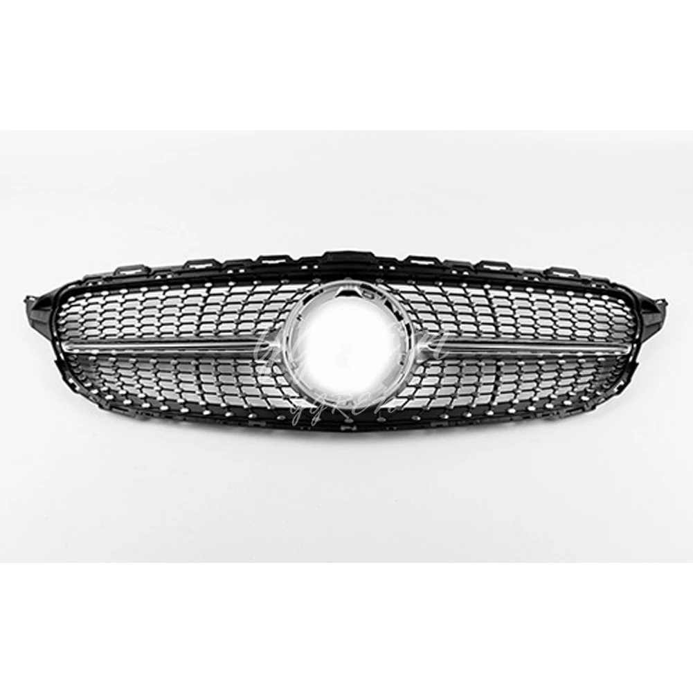 Черная серебряная Алмазная решетка подходит для Mercedes C Class W205 2019 радиатора C450 C250