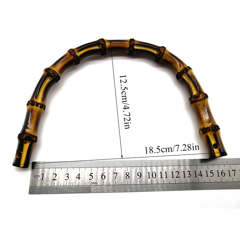 coffee front hole D Shape Handle for Handmade Handbag 1PC Bamboo Handle for Handcrafted Handbag Handles For DIY Bags Purse Frame 2 Colors - Цвет: coffee front hole