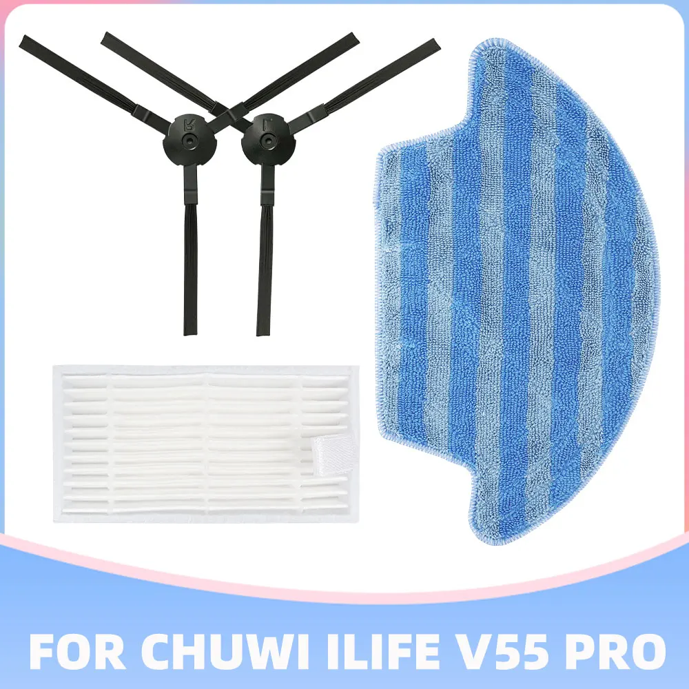 

HEPA Filter Spin Side Brush Mop Cloth Replacement for Chuwi iLife V55 Pro Robotic Vacuum Cleaner Spare Kits