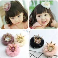 children kidds girl princess rhinestone crystal lace crown hairpin clip new style gift decoration accessory