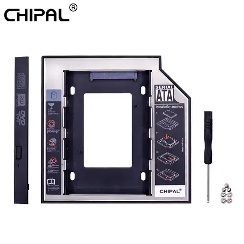Переходник CHIPAL для установки второго жесткого диска, 12,7 мм, 9,5 мм, SATA 3,0, 2,5 дюйма, HD корпус жесткого диска, SSD, чехол-бокс для ноутбука CD-ROM, DVD-ROM, ...