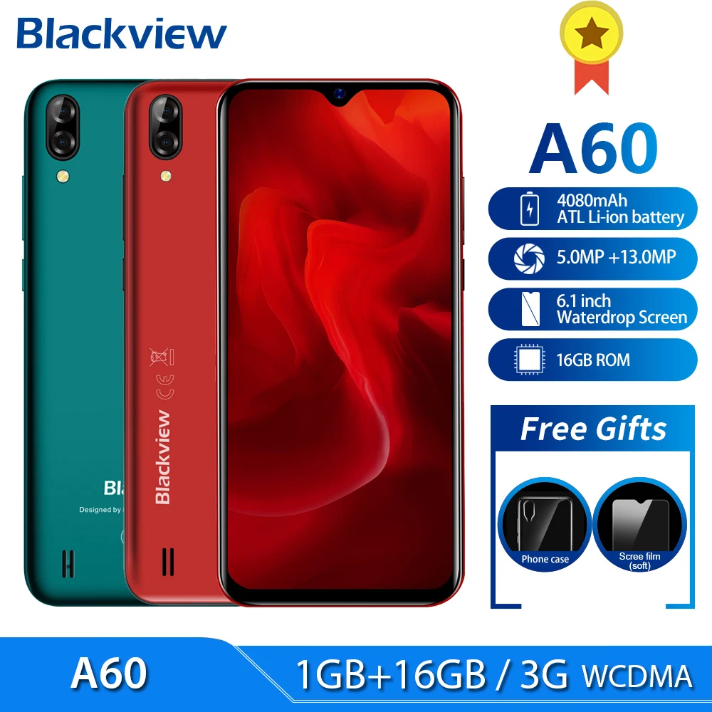 Blackview A60 Red 4080 мАч смартфон 13 МП камера заднего вида 6 1 &quotэкран капли воды Android 8