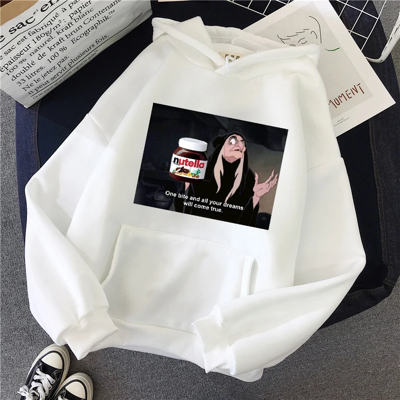 

Autumn and winter Harajuku graphic sweatshirt Nutella Kawaii print women's hooded pullover tops women's hoodies casual women