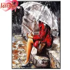 Сделай Сам граффити искусство, девушка в красном холсте зонтик алмазная живопись полная квадратнаякруглая дрель распродажа Алмазная картина домашний Декор подарок