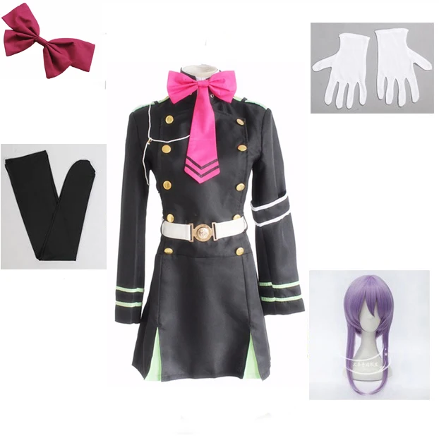 Costumes and wigs Японское аниме Серафим конца Owari no Seraph Hiiragi Shinoa костюмы для косплея полный комплект униформы - Цвет: Costumes and wigs
