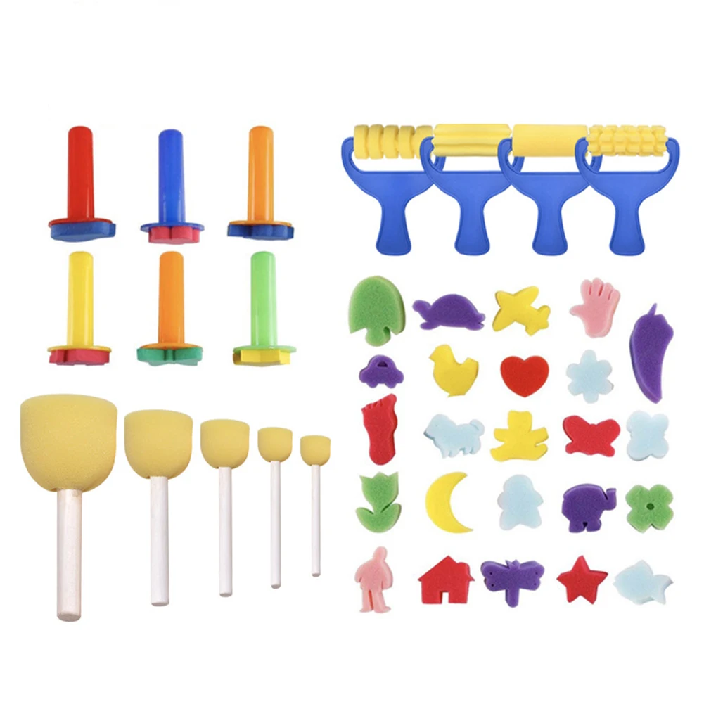 

39pcs Children Kids Painting Brush Set Toddler Early Learning Sponge Baby Drawing Art Supplies Birthday Gifts DIY Art Supplies