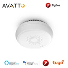 Умный датчик Пожарной Сигнализации AVATTO Tuya датчик дыма Zigbee, домашняя система безопасности для пожарных, приложение Smart Life для Gateway Hub