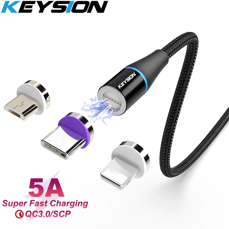 

KEYSION USB Type-C Fast Charging Magnetic Cable For Xiaomi Mi 9T 9 se A3 redmi note 9S 8 Pro K20 USB C Phone Magnet Charger wire
