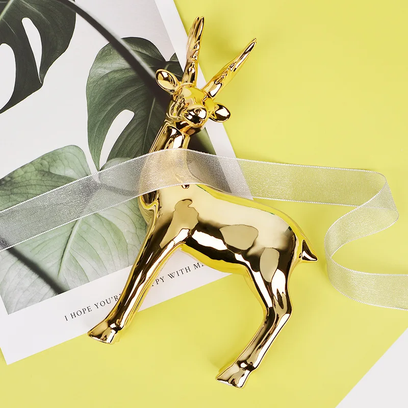 

Nordic style ceramic deer gold plating ornaments living room wine cabinet decoration home decoration accessories modern