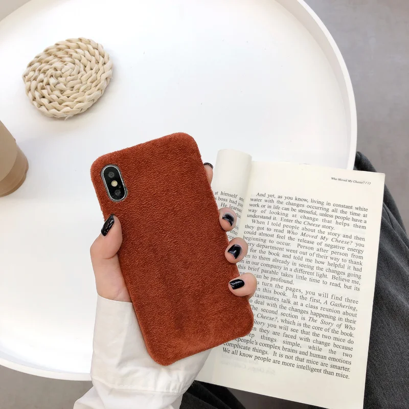 Модный однотонный чехол для iphone XS Max XR X, чехол для iphone 6, 6 s, 7, 8 plus, милый зимний чехол s, шерстяная ткань с мягким ворсом - Цвет: jacinth