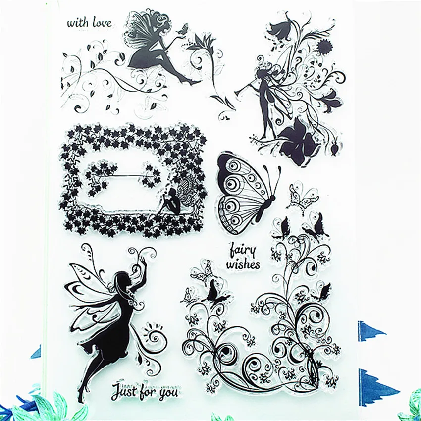 

16x20cm butterfly fairy Transparent Clear Stamps Silicone Seals Roller Stamp DIY scrapbooking photo album/Card Making