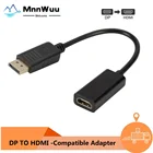Переходник с DP на HDMI-совместимый кабель штырь-гнездо для ноутбука HPDELL, ПК, порт дисплея на 1080P HDMI-кабель com, конвертер адаптера