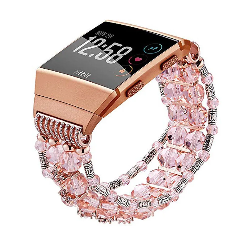 Металлический браслет с агатовыми кристаллами и бусинами ремешок для Fitbit
