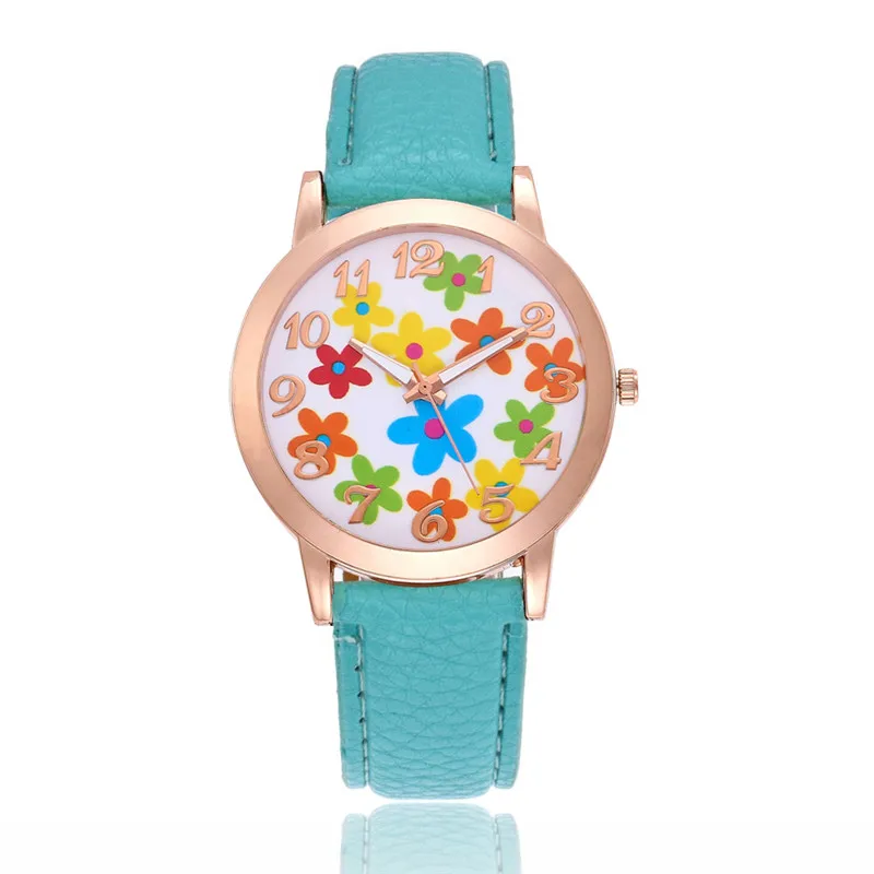 2019 ретро кожаные женские часы бренд кварцевые аналоговые Reloj Mujer милый цветочный