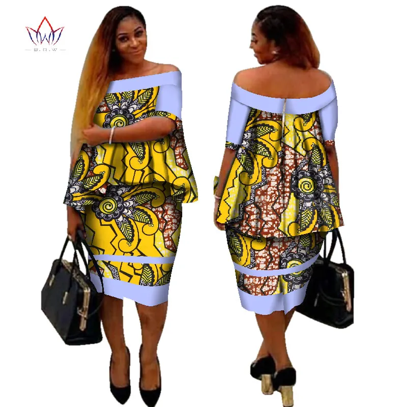 18 Африканский dashiki печати Женская одежда Двойка Топы корректирующие и Для тела кукурузы юбка Дизайн Мода г. плюс Размеры bintarealwax WY2890 - Цвет: 18