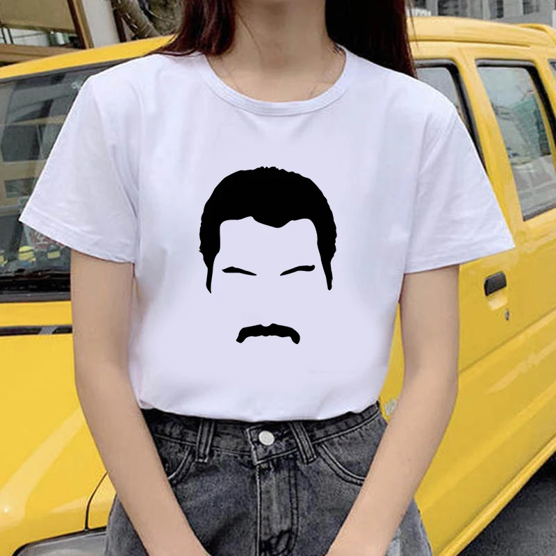 

2021 New Camiseta Mujer Queen Band Printed Harajuku Kawaii Streetwear Tracksuit Personality Casual Short Sleeve Top T-shirt