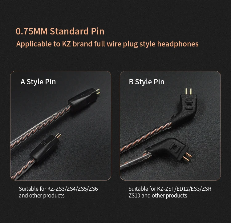 KZ ZS10 ZST ZS3 кабель высокой чистоты бескислородной меди витой кабель обновления KZ 2pin кабель для KZ Z10 ZST ZSN CCA C10 V80