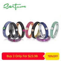 santuzza silver ring for women multi color stones stackable eternity rings 925 sterling silver party trendy fashion jewelry