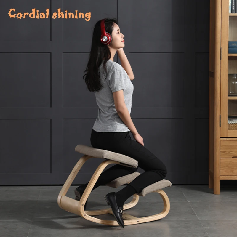 

Cordial Shining Wooden Kneeling Chair Ergonomics Anti-Hunchback Correct Sitting Posture Learning Chair