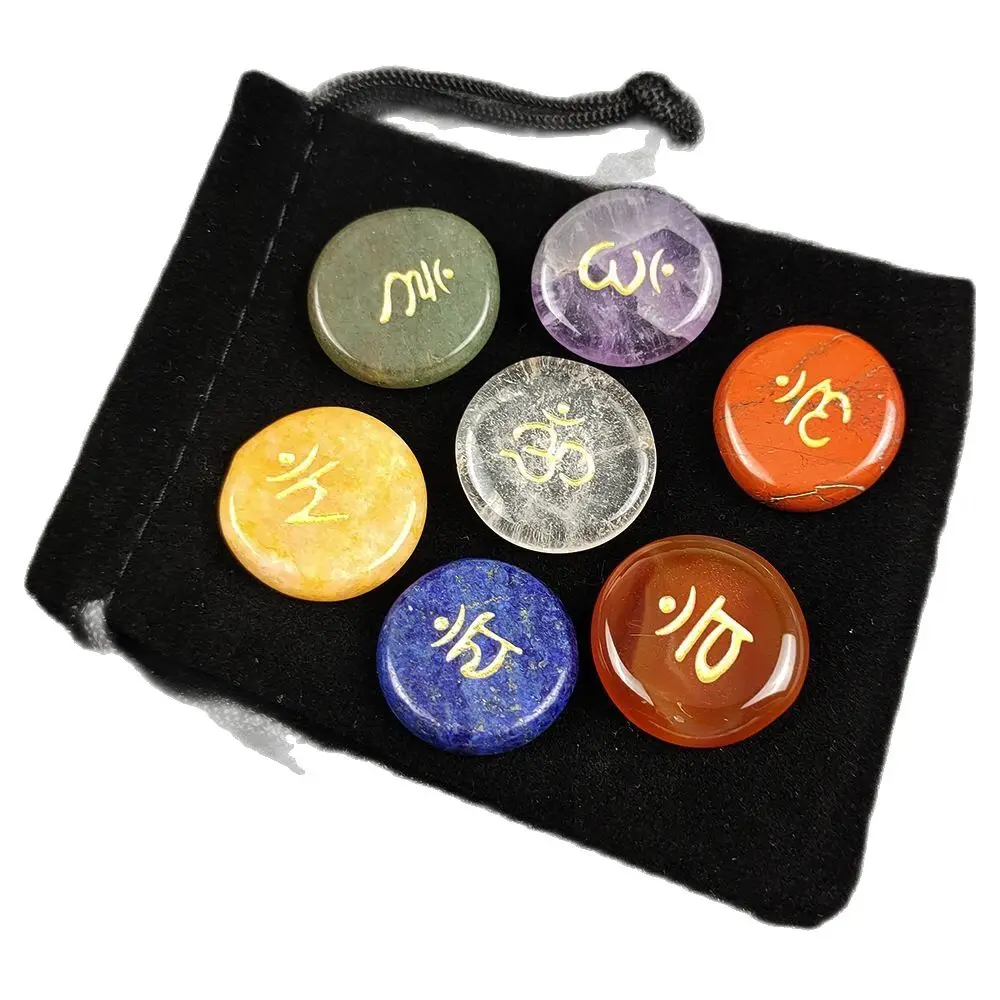 

7 Chakra Natural Crystal Gem Agate Stone Reiki Energy Healing Symbol Gift Decor