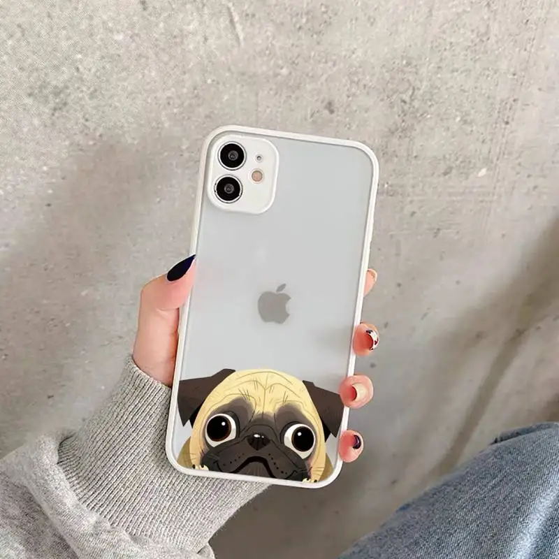 

Dog French Bulldog Phone Case For iPhone 12 11 Mini Pro XR XS Max 7 8 Plus X Matte transparent White Cover