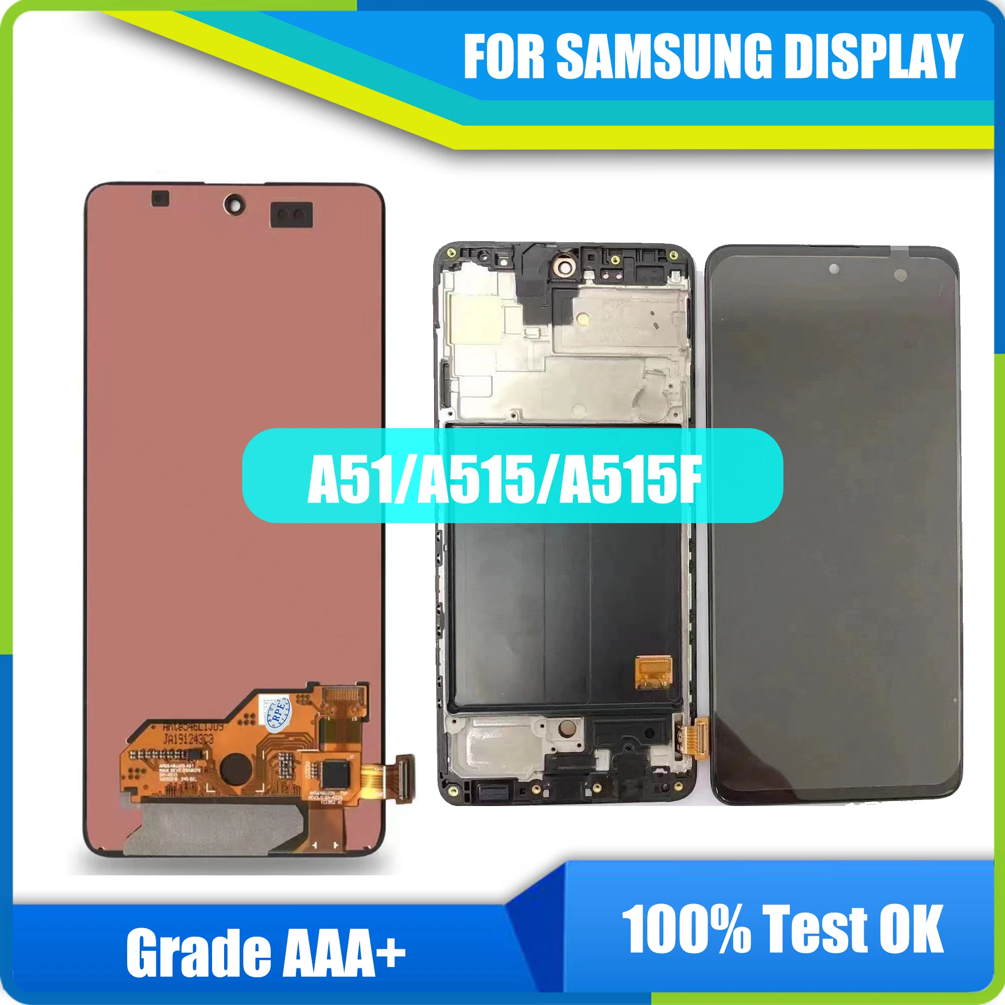 

100% SUPER AMOLED 6,5 ''дисплей для Samsung Galaxy A51 LCD A515 A515F A515F/DS A515FD сенсорный экран mit rahmen дигитайзер монтаж