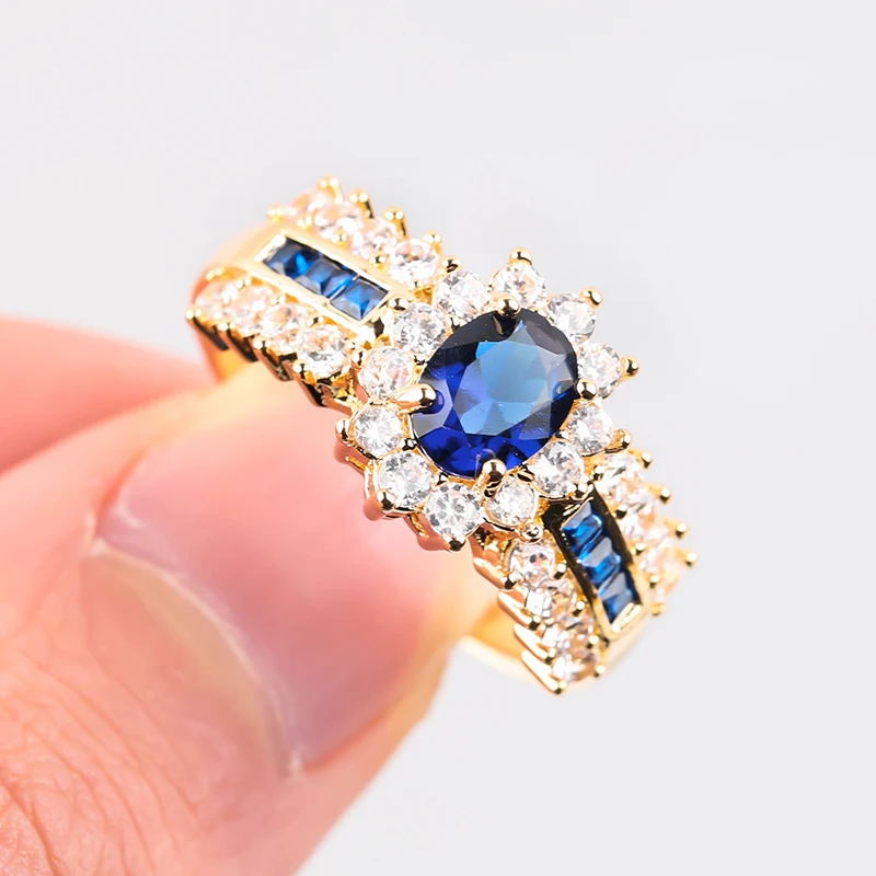 

Luxury Zirconia Pave Rings For Women Exquisite Gold Color Ladies Accessories Engagement Female Wedding Band Gif
