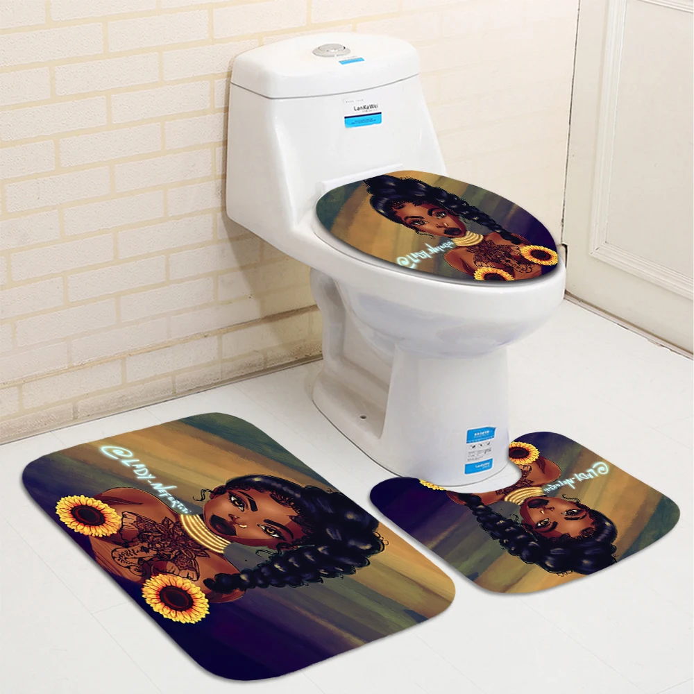 Комплект занавески для душа с нескользящим ковриком привлекательная