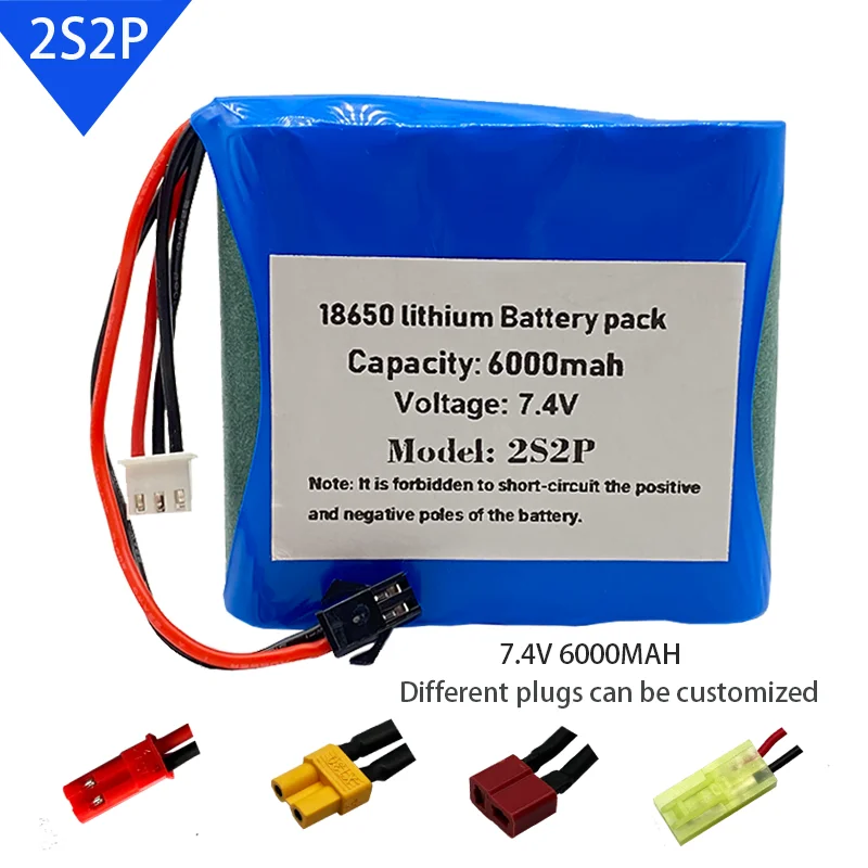 

Rechargeable 7.4v 2S2P lithium-ion battery, 6000MAH, for water gun, remote control, unmanned boat, airplane, helicopter, toy