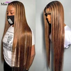 Парик с подсветкой 4-27, парики коричневого цвета, блонд HD 13X4, прямой парик из натуральных волос с эффектом омбре на фронтальной сетке для чернокожих женщин