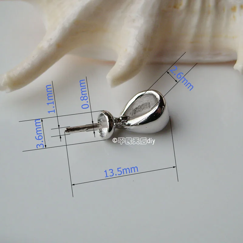 Подвеска из серебра 925 пробы соединитель Бейл зажим с чашкой и подвеской для