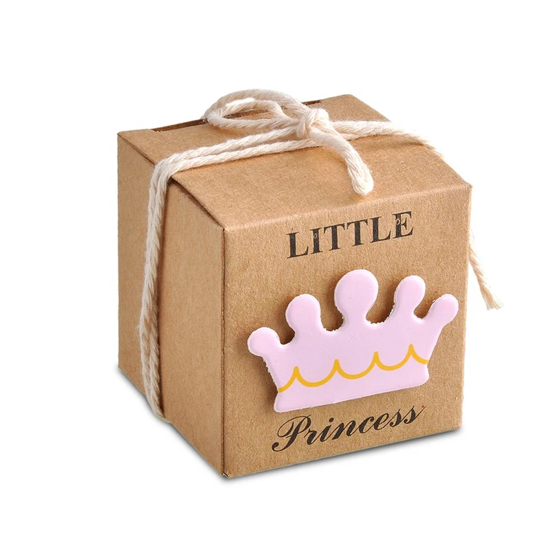 20/40pcs Kraft Paper Candy Box Baby Shower Gifts For Guest Kid Birthday Party Babyshower Boy Girl Gift Box 1th Party Supplies