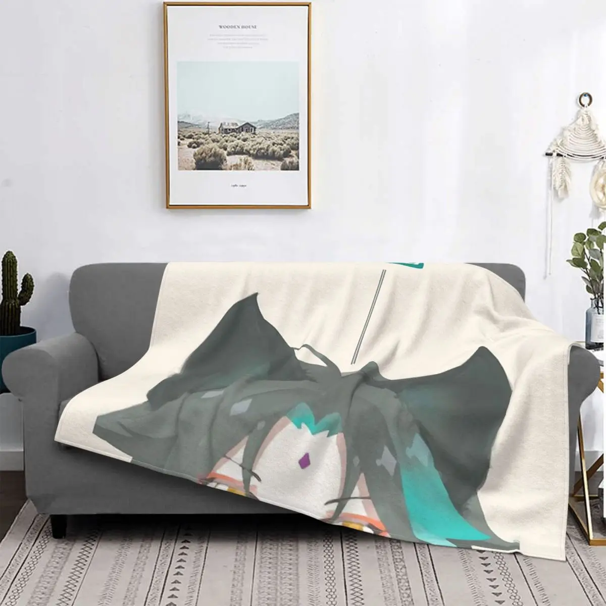 

XIao Genshin Impact Blanket Bedspread Plaid Fur Faux Fur Pillow Throw Blanket For Sofa