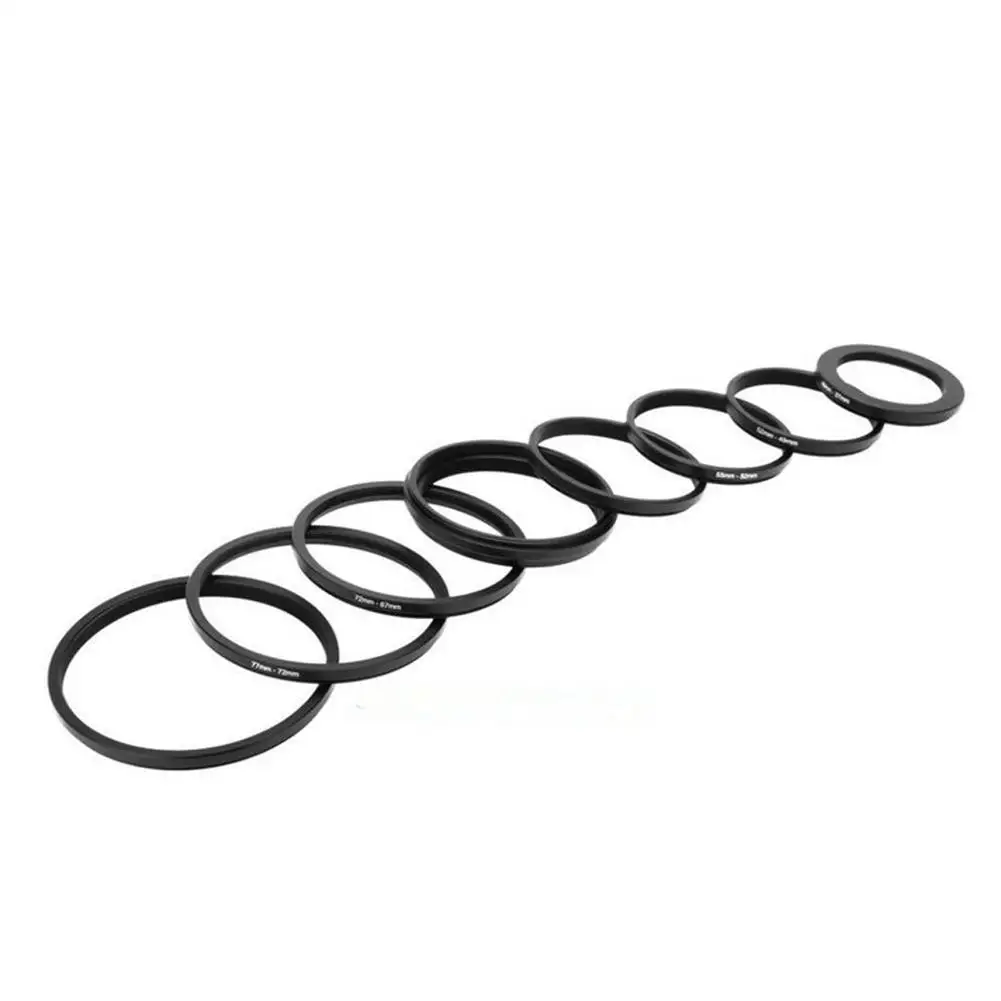 

7pcs/set Universal Metal Step Up Connecting Rings Lens Lens 49-52-55-58-62-67-72-77mm Filter Aluminum Adapter Adapter Ring