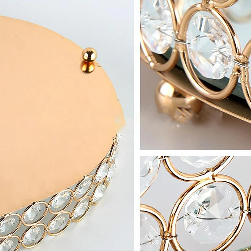 Европейский золотой прозрачный зеркальный поднос железная подставка для