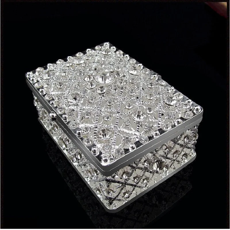 Новая квадратная серебряная шкатулка для драгоценностей антикварная Подарочный