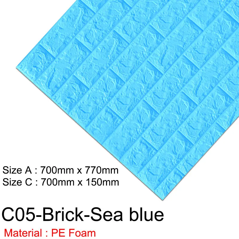 C05-Brick-Sea Blue 1 шт/5 шт 3D обои кирпичные настенные наклейки водонепроницаемые DIY самоклеящиеся Декор для спальни детская комната гостиная обои бумага - Цвет: C05-Brick-Sea Blue