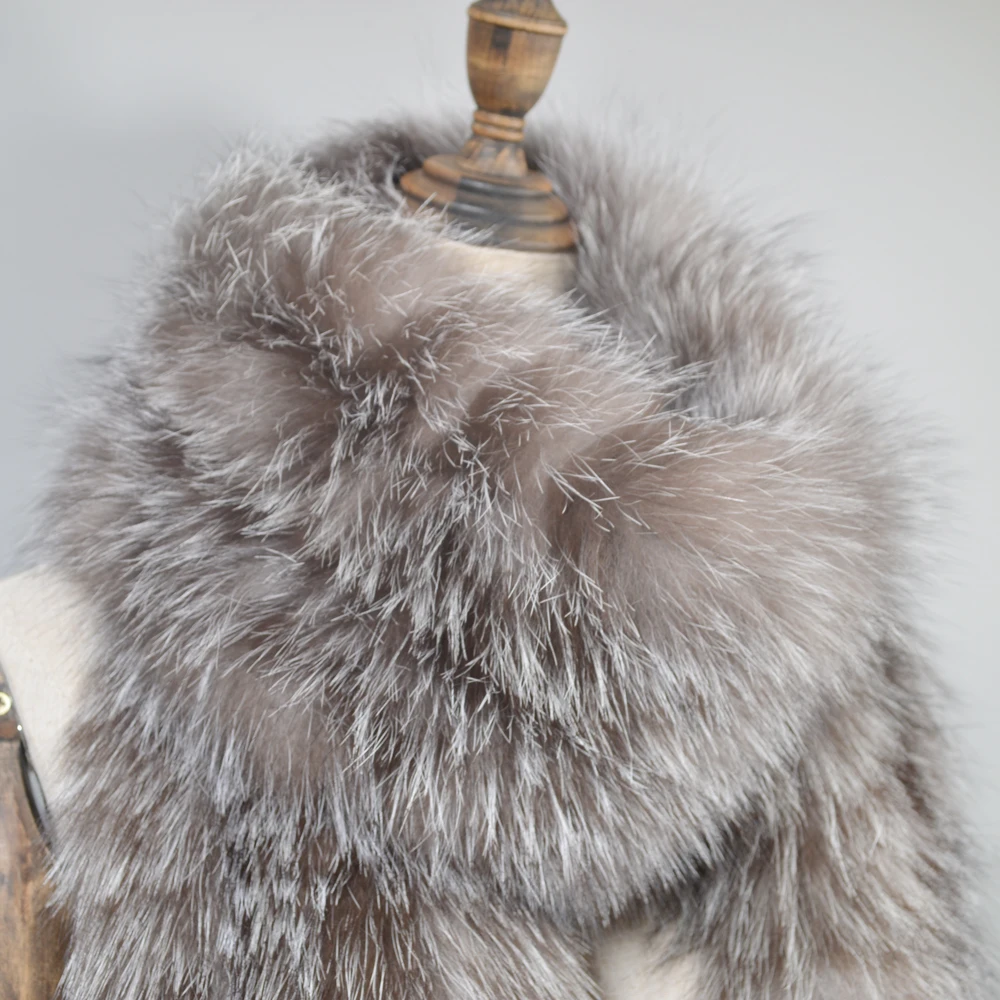 Outdoor Long Style Women Real Fox Fur Scarf Winter Warm Soft Knit Shawl Good Quality Natural Ring Scarves |